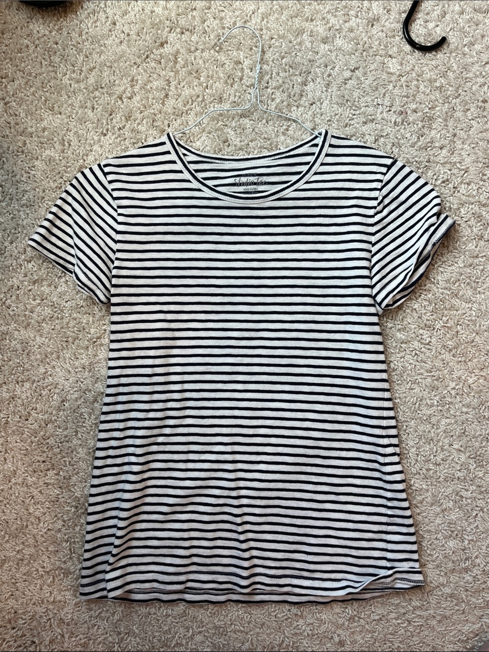 J. Crew Black and White Striped Short-Sleeve Tee